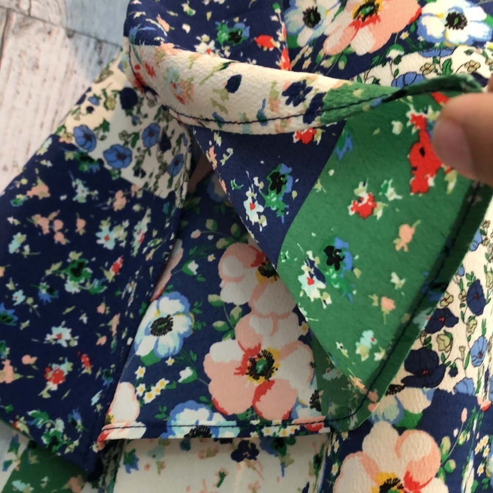 Zara Basic Floral Patchwork Cold Shoulder Dress S… - image 5